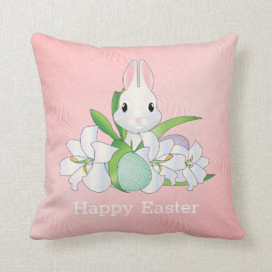 Bunny en roze textuur achtergrond kussen