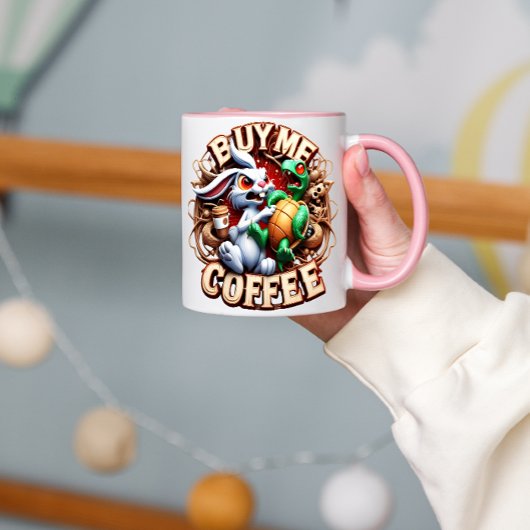 Bunny en schildpad met koffiekopje Koop mij een ko Mok