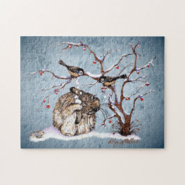 Bunny- en sneeuwvogels legpuzzel