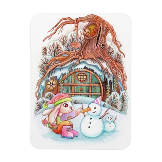 Bunny en Snowman Magneet (Verticaal)