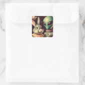 Bunny en Space Alien Retro Kitschy Sci Fi Sticker (Tas)