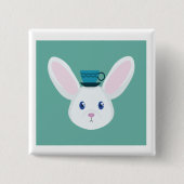 Bunny en Tea Vierkante Button 5,1 Cm (Voorkant)