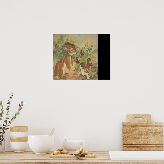Bunny en Toad 20 x 16 afdrukken Poster (Keuken)