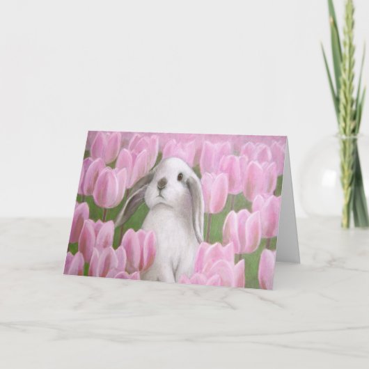 Bunny- en Tulip-Wenskaart Feestdagen Kaart (Voorkant)