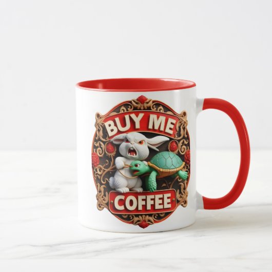Bunny en Turtle Coffee Quest Koop mij een koffie Mok (Rechts)
