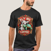Bunny en Turtle Coffee Quest Koop mij een koffie T-shirt (Voorkant)