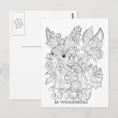 Bunny- en vlinderkleuring voor volwassenen briefkaart (Voorkant / Achterkant)