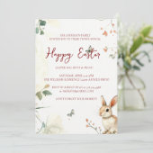 Bunny en vlinders bloemengelukkig Pasen Kaart (Staand voorkant)