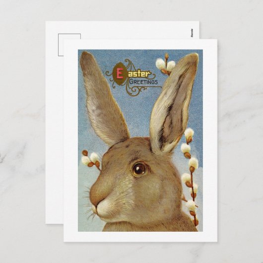 Bunny en Willow takken Feestdagenkaart (Voorkant / Achterkant)