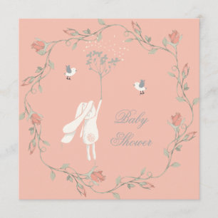 Bunny en Wreath Baby shower Kaart