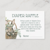 Bunny Eucalyptus Diaper Raffle Baby shower Informatiekaartje (Voorkant)