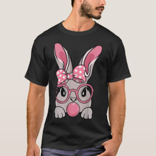 Bunny Face Bow Stropdas Headband Glasses Bubblegum T-shirt