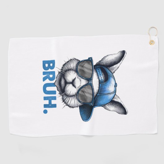 Bunny Face Bruh Meme Grappig Gezegde Bro Groeten E Golfhanddoek (Horizontaal)
