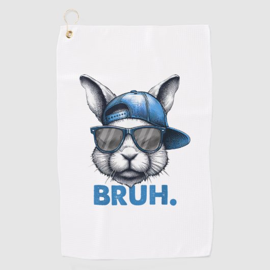 Bunny Face Bruh Meme Grappig Gezegde Bro Groeten E Golfhanddoek (Voorkant)