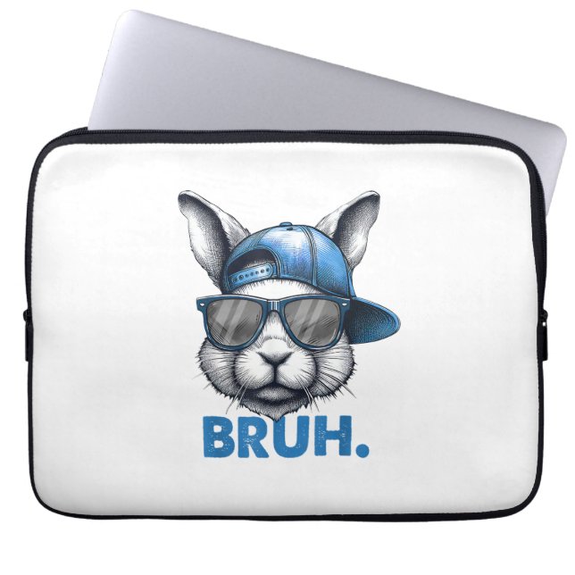 Bunny Face Bruh Meme Grappig Gezegde Bro Groeten E Laptop Sleeve (Voorkant)