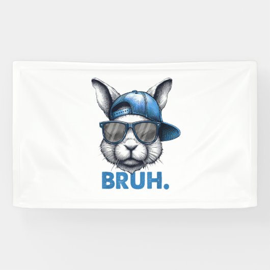 Bunny Face Bruh Meme Grappig Gezegde Bro Groeten E Spandoek (Horizontaal)