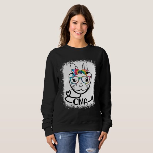 Bunny Face Cma Glasses Nurse Easter Day Trui (Voorkant volledig)