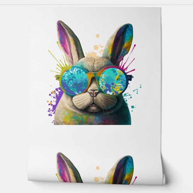Bunny face Cool Easter Bunny met bril Behang (Afrollen)