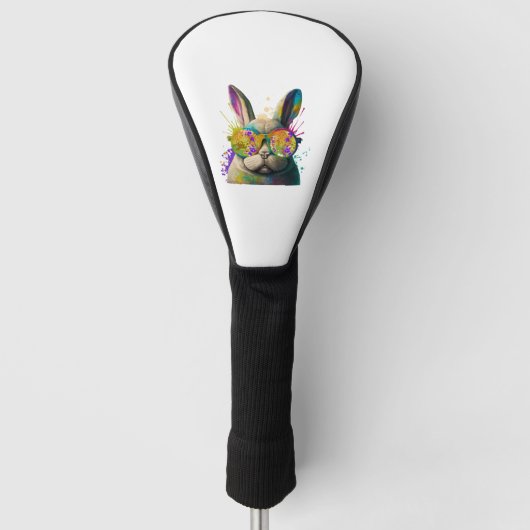 Bunny face Cool Easter Bunny met bril Golfheadcover (Voorkant)