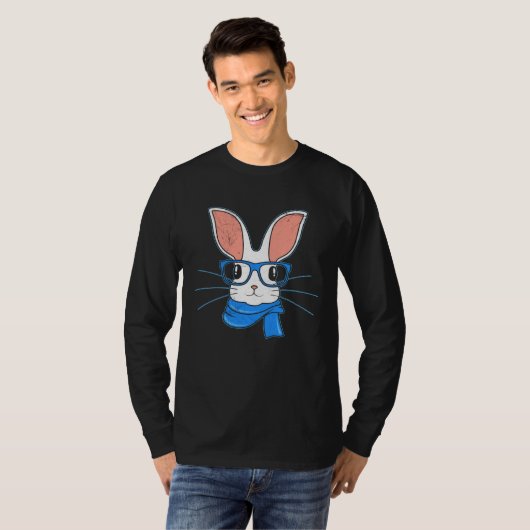Bunny face Cool Easter Bunny with Glasses Easter 1 T-shirt (Voorkant volledig)