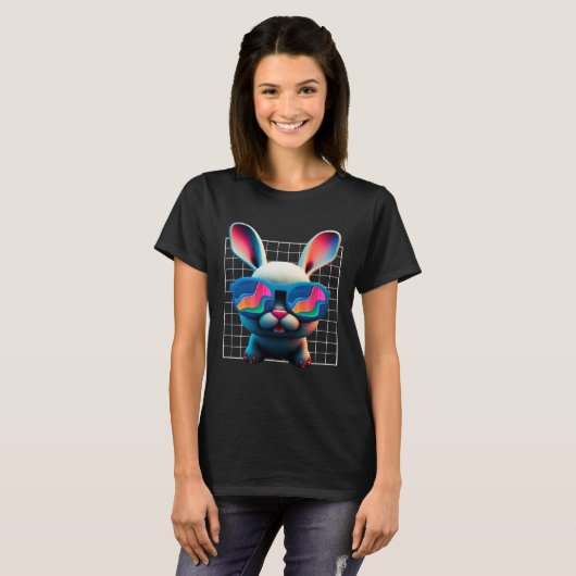 Bunny face Cool Easter Bunny with Glasses Easter 1 T-shirt (Voorkant volledig)