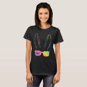 Bunny face Cool Easter Bunny with Glasses Easter   T-shirt (Voorkant volledig)