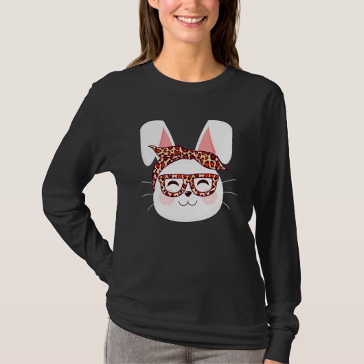 Bunny face Cool Easter Bunny with Glasses Easter   T-shirt (Voorkant)