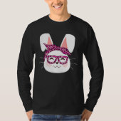 Bunny face Cool Easter Bunny with Glasses Easter   T-shirt (Voorkant)