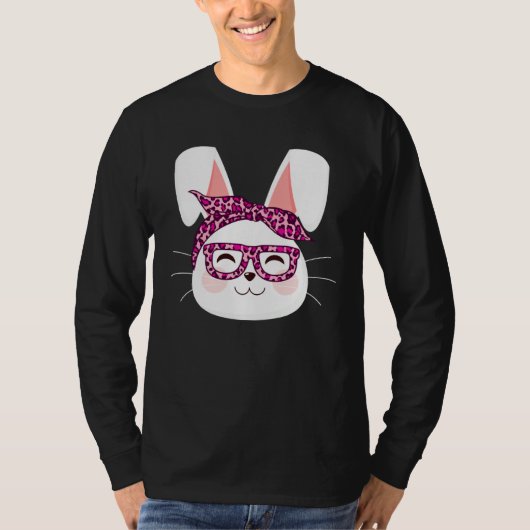 Bunny face Cool Easter Bunny with Glasses Easter   T-shirt (Voorkant)