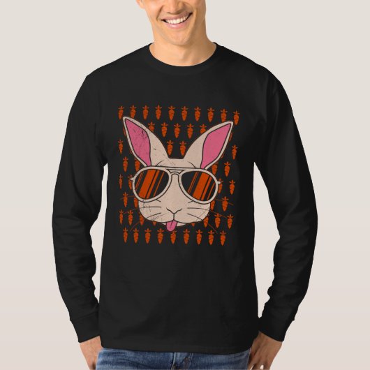 Bunny face Cool Easter Bunny with Glasses Easter T-shirt (Voorkant)