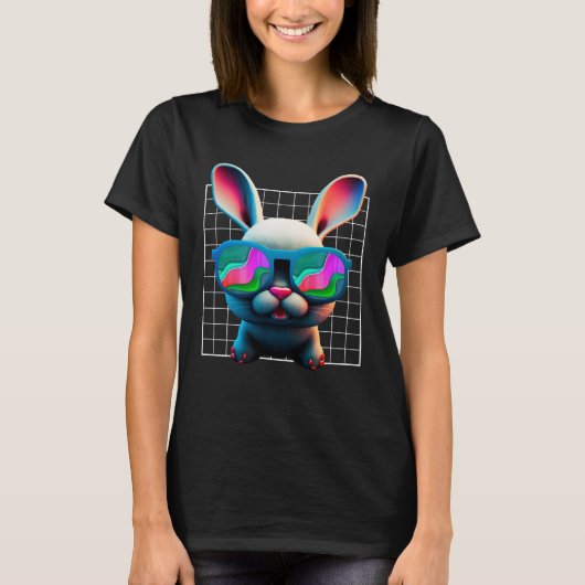 Bunny face Cool Easter Bunny with Glasses Easter   T-shirt (Voorkant)