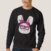 Bunny face Cool Easter Bunny with Glasses Easter Trui (Voorkant)