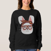 Bunny face Cool Easter Bunny with Glasses Easter   Trui (Voorkant)