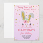 Bunny face girl uitnodiging, uitnodiging. kaart (Voorkant / Achterkant)
