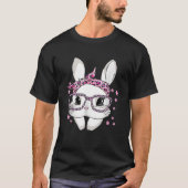 Bunny Face Glasses Headband Leopard Easter Day Gir T-shirt (Voorkant)