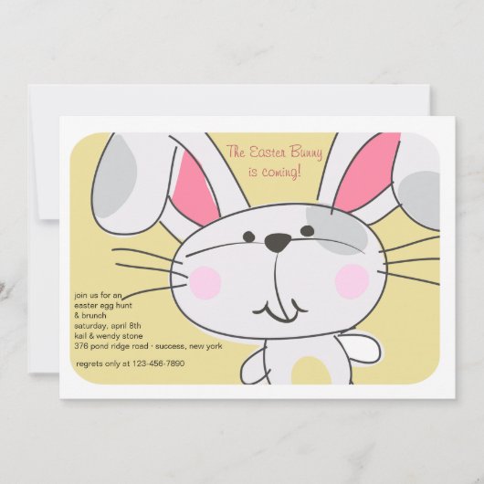 Bunny Face Invitation Kaart (Voorkant)