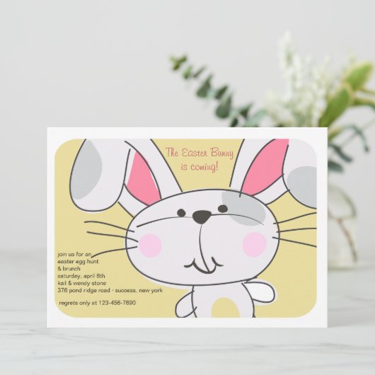 Bunny Face Invitation Kaart (Staand voorkant)