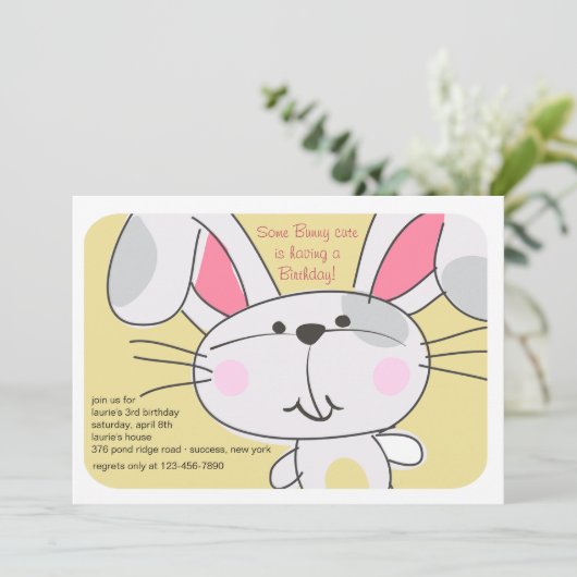 Bunny Face Invitation Kaart (Staand voorkant)