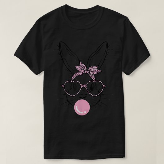 Bunny Face Leopard Glasses Bubble Gum Easter Day G T-shirt (Design voorkant)