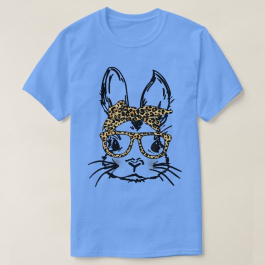 Bunny Face Leopard Messy Bun Sunbril Bandana Ea T-shirt (Design voorkant)
