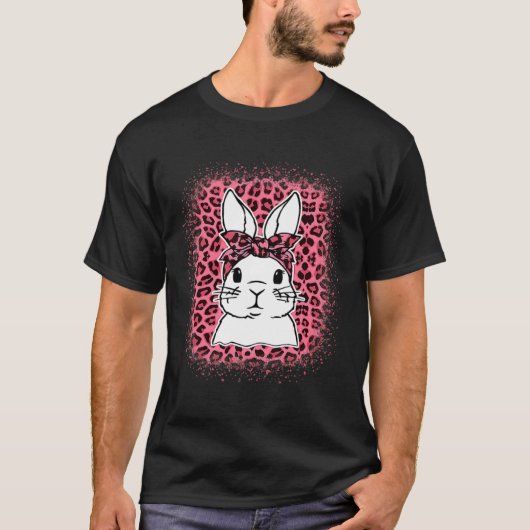 Bunny Face Leopard Pink Glasses Easter Day 2022 Wo T-shirt (Voorkant)