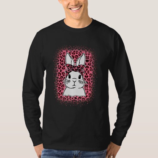Bunny Face Leopard Pink Glasses Paasdag 2022 Wo T-shirt (Voorkant)