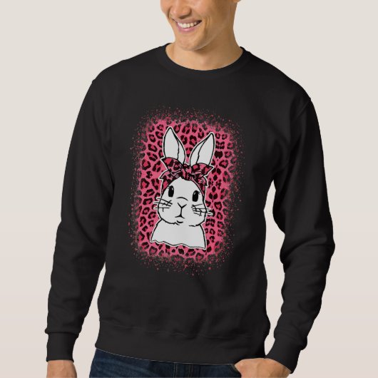 Bunny Face Leopard Pink Glasses Paasdag 2022 Wo Trui (Voorkant)