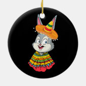 Bunny Face met Sombrero Pet Cinco de Mayo Pasen Keramisch Ornament (Achterkant)