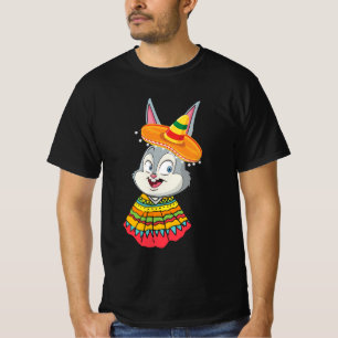 Bunny Face met Sombrero Pet Cinco de Mayo Pasen T-shirt