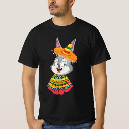 Bunny Face met Sombrero Pet Cinco de Mayo Pasen T-shirt (Voorkant)