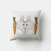 Bunny Face on Stripes - Grijs (gepersonaliseerd) Kussen (Achterkant)