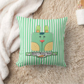 Bunny Face on Stripes - Groen (gepersonaliseerd) Kussen (Deken)
