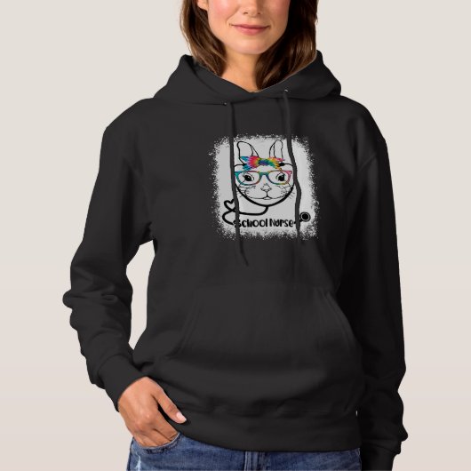 Bunny Face School Nurse Glasses Nurse Easter Day Hoodie (Voorkant)