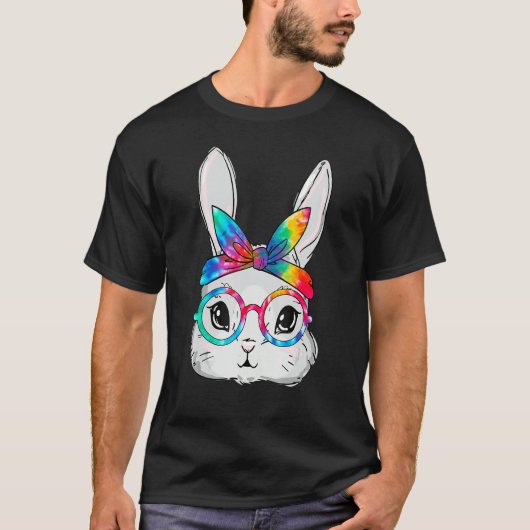 Bunny Face Sunbril Tie Dye Glasses Headband Eas T-shirt (Voorkant)